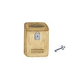 Letter box with lock and key for letters, cards, watercolor hand drawn illustration, traditional symbol of postal service,