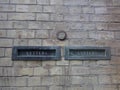 Letter boxes in a brick wall Royalty Free Stock Photo