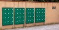 Letter boxes outside the entrance to a block of flats Royalty Free Stock Photo