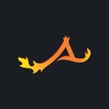 A Letter burning fire vector icon concept design