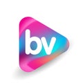 Letter BV logo in triangle shape and colorful background, letter combination logo design for business and company identity