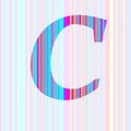 Letter c of the alphabet made with stripes with colors purple, pink, blue, yellow Royalty Free Stock Photo