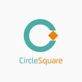 Letter C with circle and square concept logo  design template Royalty Free Stock Photo