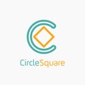 Letter C with circle and square concept logo  design template Royalty Free Stock Photo