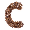 Letter C from coffee alphabet isolated on white Royalty Free Stock Photo