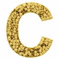 Letter C composed of golden stars isolated on white