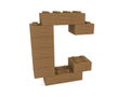 Letter C concept built from toy wood bricks