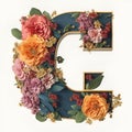 Letter C with beautiful flower decoration