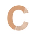 Letter C of the English alphabet, gray paper cardboard texture on white background - Vector