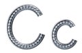 Letter c. font from construction rebar. 3D render