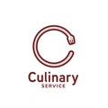 Letter C fork catering culinary logo icon template for restaurant business