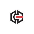 letter c hexagonal geometric arrow line logo vector Royalty Free Stock Photo