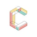 Letter C isometric logo design. Royalty Free Stock Photo
