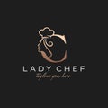 Letter C Lady Chef, Initial Beauty Cook Logo Design Vector