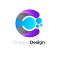 Letter C logo and babble design combination, blue color