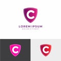 Letter C Logo. C Letter Design Vector with Shield Royalty Free Stock Photo