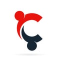 letter c logo forming collaboration people symbol