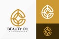 Letter C Luxury Line Art Beauty Oil Logo Vector Design. Abstract emblem, designs concept, logos, logotype element for template Royalty Free Stock Photo