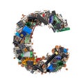 Letter C made of electronic components