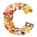 Letter C made of food