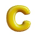 Letter C made of gold balloon. 3d rendering isolated on white background