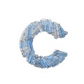 Letter C made from plastic bottles. Plastic recycling font. 3D Rendering Royalty Free Stock Photo