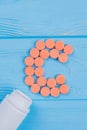 Letter C made of tablet pills. Royalty Free Stock Photo