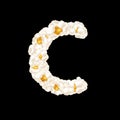 The letter C made up of airy popcorn. Vector illustration Royalty Free Stock Photo