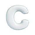 Letter C made of white balloon. 3d rendering isolated on white background Royalty Free Stock Photo