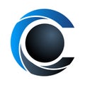 Letter C Modern Logo template icon symbol blue gradient with neg Royalty Free Stock Photo