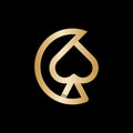 Letter c monogram spade luxury line modern logo