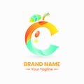 fruit logo letter c. orange, modern, pictogram, gradient, colorful, elegant and clean Royalty Free Stock Photo