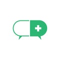 Letter c plus medical capsule medicine talk forum symbol logo vector