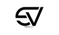 Letter c s v initial geometric modern unique typography creative monogram logo Royalty Free Stock Photo