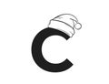 Letter c with santa claus hat. creative initial letter for Christmas and New Year design. isolated vector image Royalty Free Stock Photo