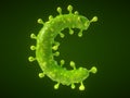 Letter C shaped virus or bacteria cell. 3D illustration