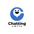 Letter c with a smile face inside. chatting app logo template