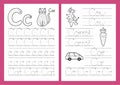 Letter C. Tracing Practice Worksheet Set. Learning Alphabet Activity Page