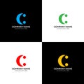 Letter C two dots logo, icon flat and vector design template. The letter c logotype for brand or company with text.
