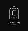 Letter C uppercase camping vector logo