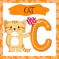 Letter C uppercase cute children colorful zoo and animals