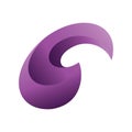 Letter C Violet Gradient 3D Logo Vector Design
