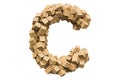 Letter C from wooden boxes. 3D rendering Royalty Free Stock Photo