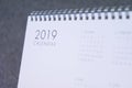 The letter 2019 on the calendar