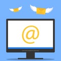 The letter came by e-mail. A letter with wings flies to the computer monitor.