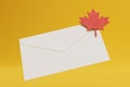 a letter that came in the fall. a closed envelope with a letter and an orange sheet. 3D render