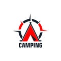 Letter A camping compass logo icon