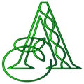 Letter A in Celtic style with knot of shamrock