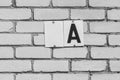 Letter a character A sign white blank object for text and design template house number fragment empty abstract home brick wall