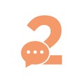 Letter 2 Chat Communicate Logo Design Concept With Bubble Chat Symbol